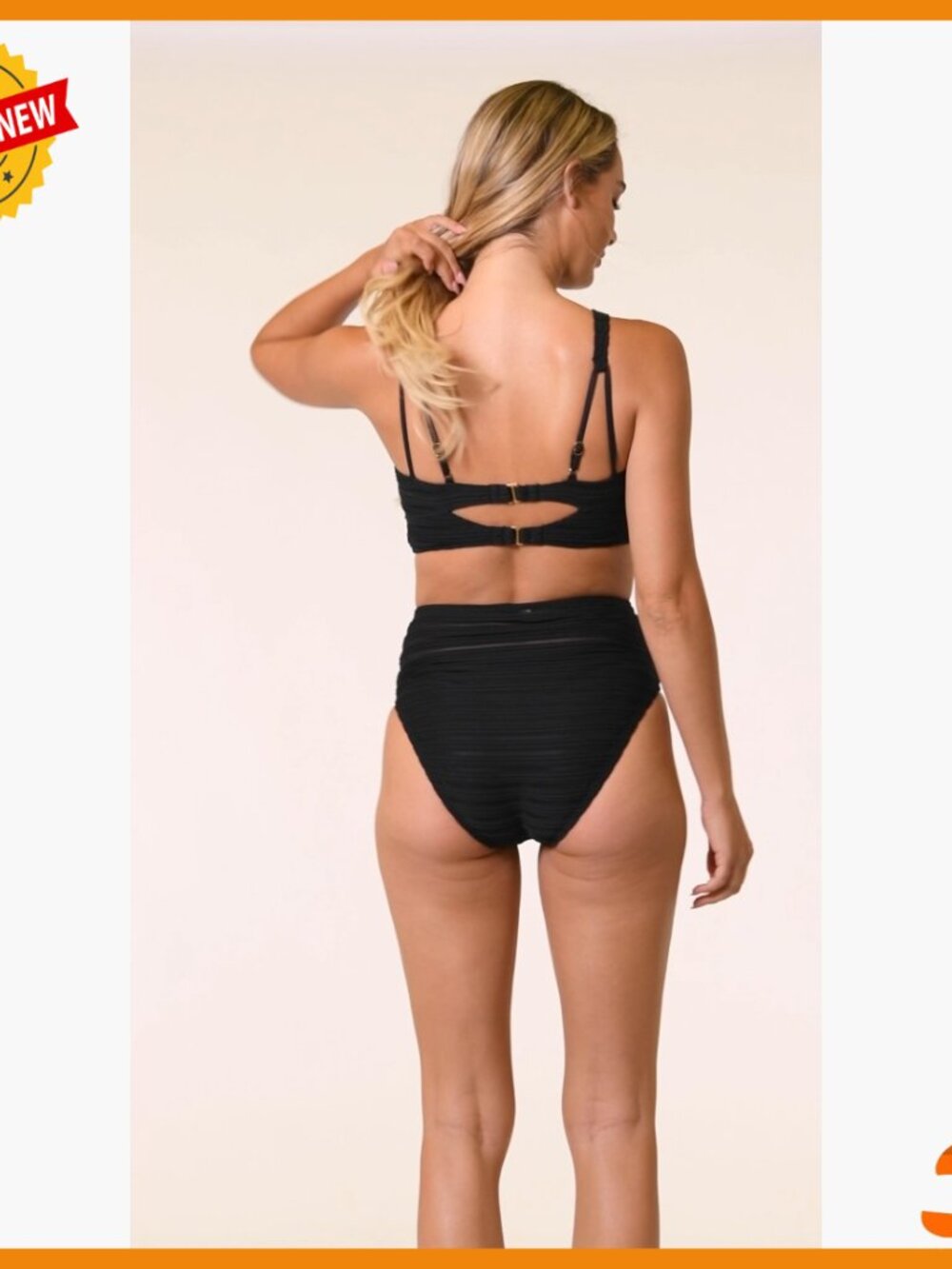 High Neck Midkini Swimsuit Top with Removable Cups Adjustable Straps - Picture 4 of 4